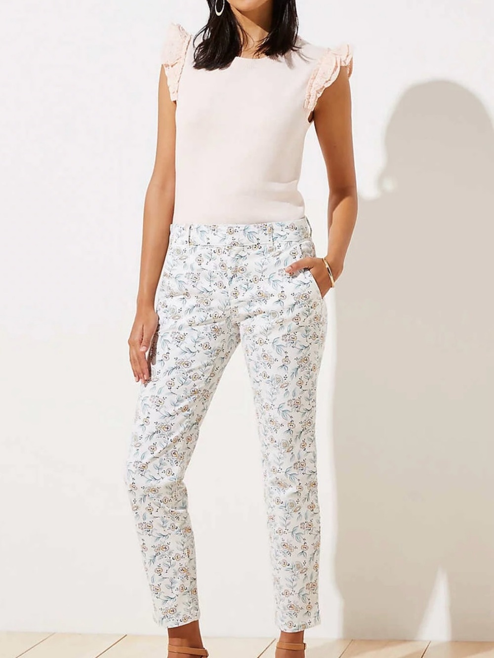 Loft Floral Girlfriend Chinos